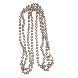 Costume Silver Beaded Necklace 96" Metal Clasp